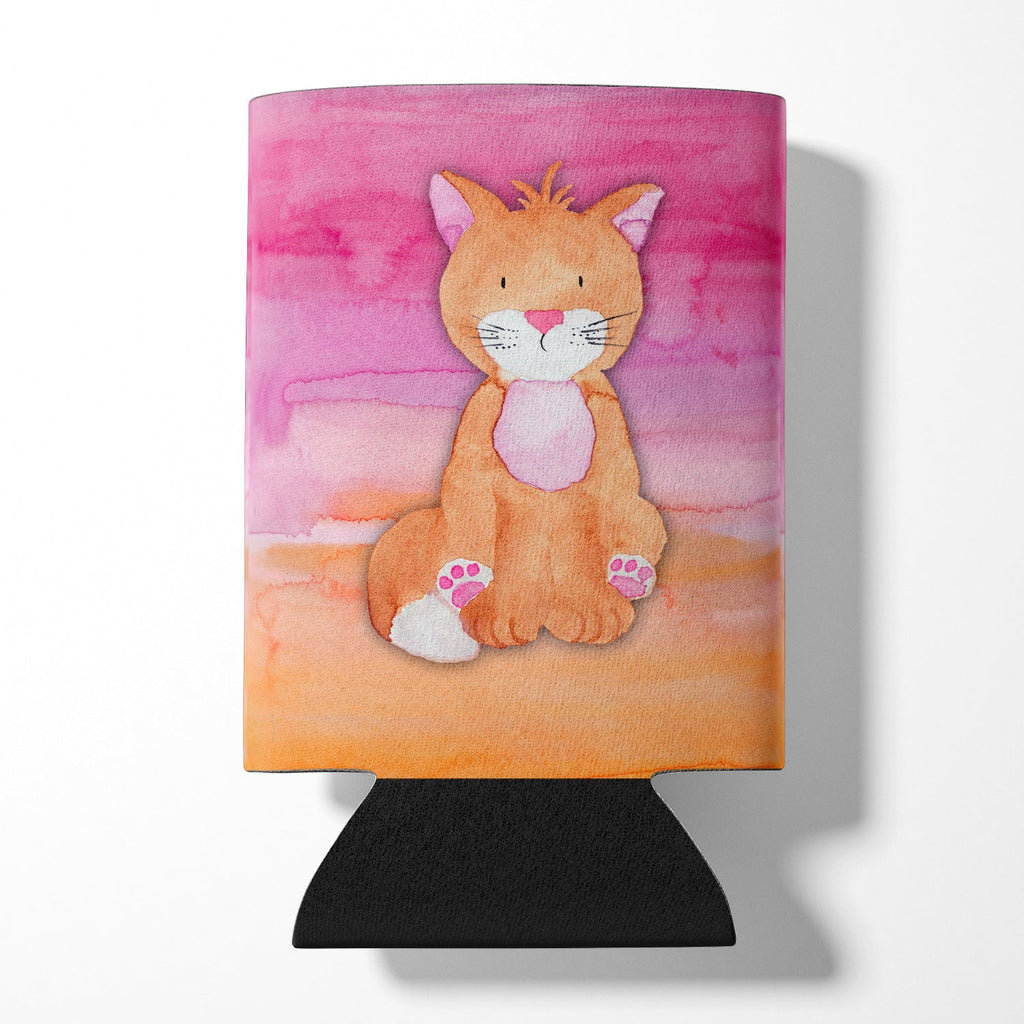 Orange Cat Watercolor Can or Bottle Hugger Cooler Sleeve for Standard 12 oz Cans, Insulated Foam Beer & Soda Can Hugger Reusable