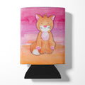 Orange Cat Watercolor Can or Bottle Hugger Cooler Sleeve for Standard 12 oz Cans, Insulated Foam Beer & Soda Can Hugger Reusable