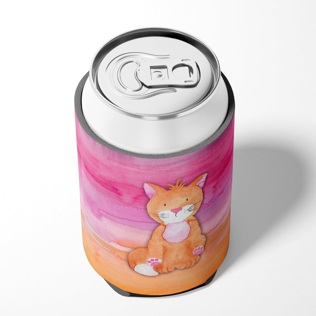 Orange Cat Watercolor Can or Bottle Hugger Cooler Sleeve for Standard 12 oz Cans, Insulated Foam Beer & Soda Can Hugger Reusable