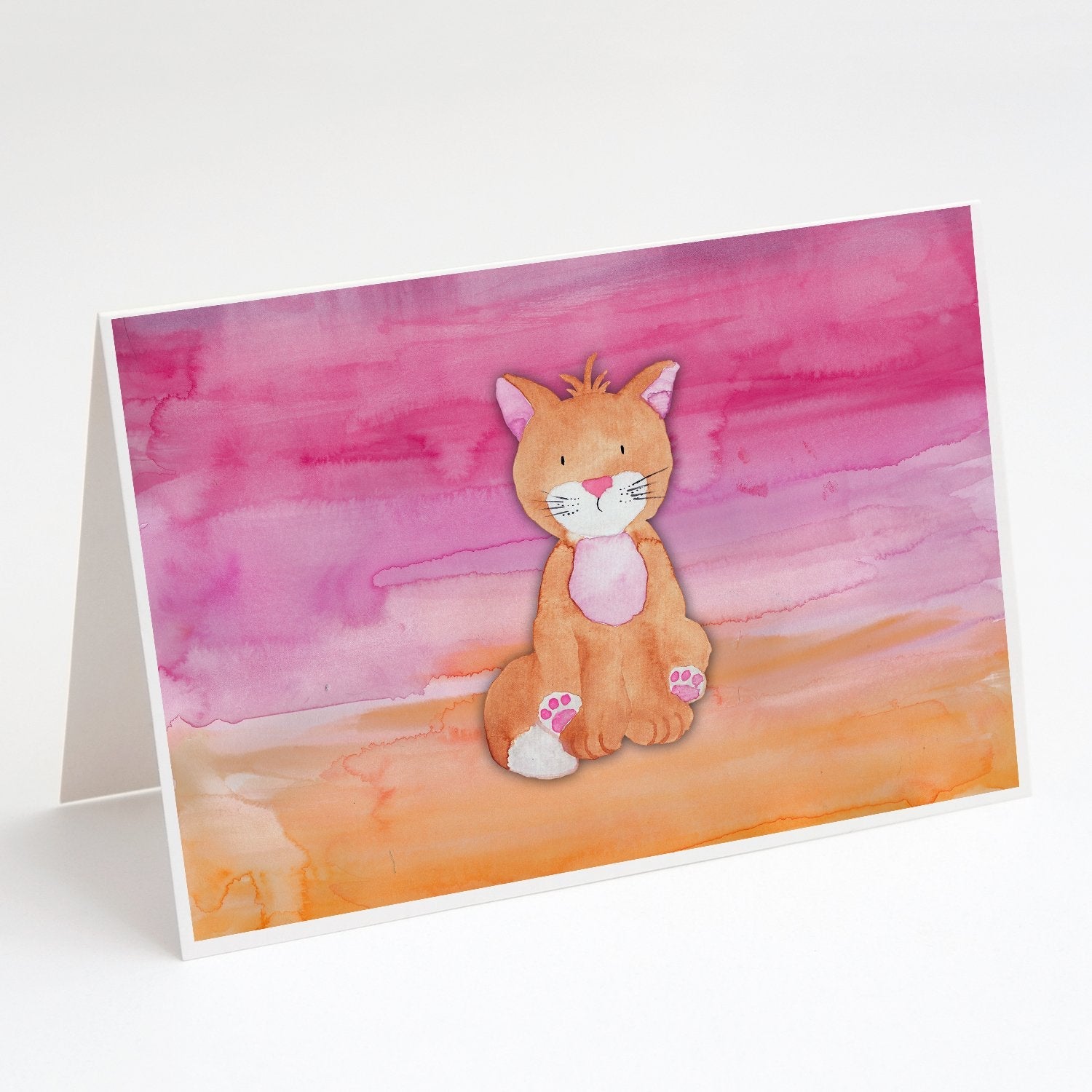 Orange Cat Watercolor Greeting Cards Pack of 8 Blank Cards with Envelopes Whimsical A7 Size 5x7