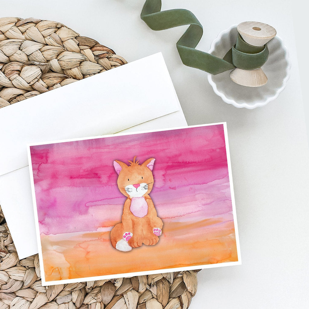 Orange Cat Watercolor Greeting Cards Pack of 8 Blank Cards with Envelopes Whimsical A7 Size 5x7