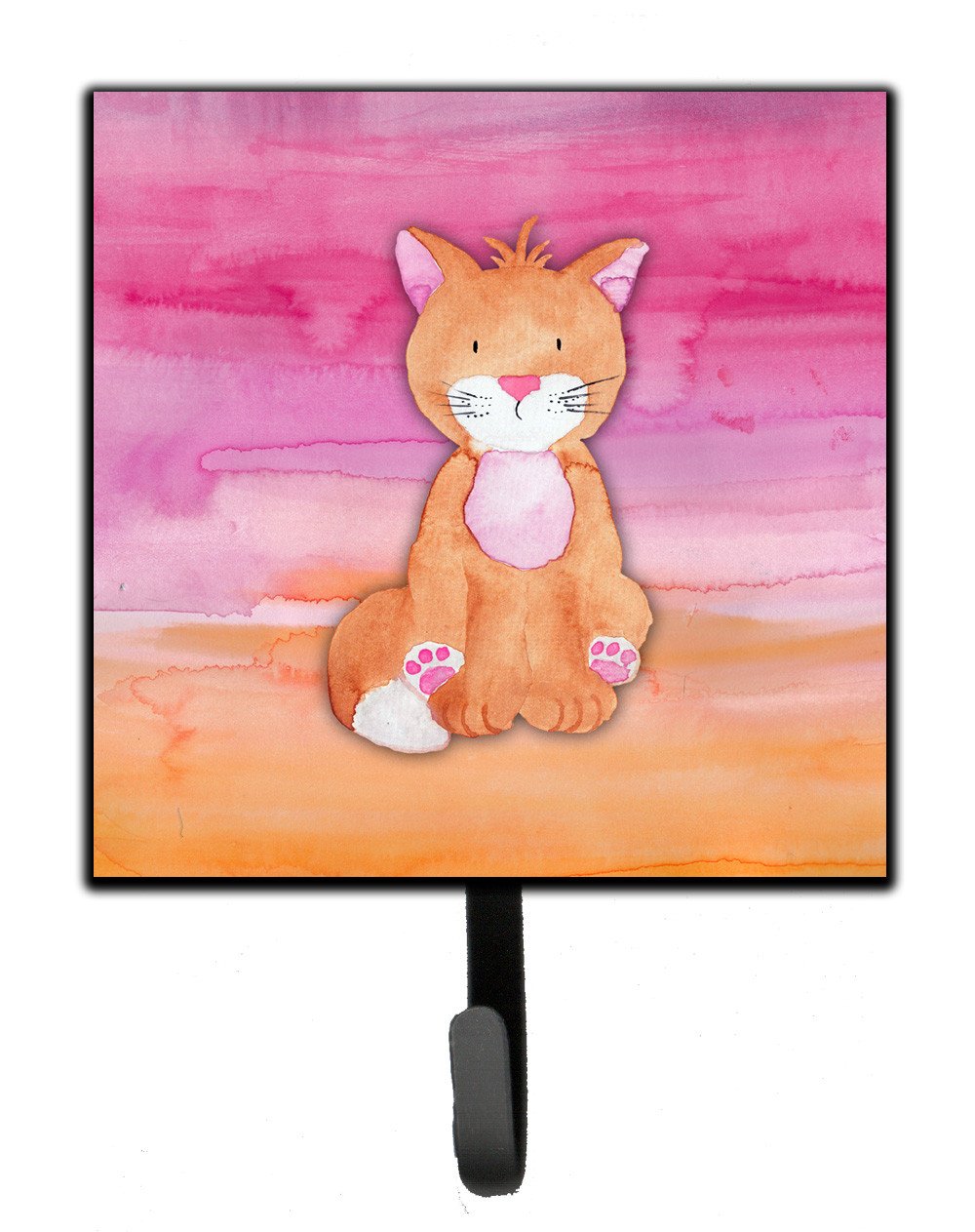 Orange Cat Watercolor Leash or Key Holder Wall Hooks, Key Hooks Holder, Coat Rack Wall Mount, Coat Hooks, Hooks for Hanging Keys, Towels, Aprons, Leashes