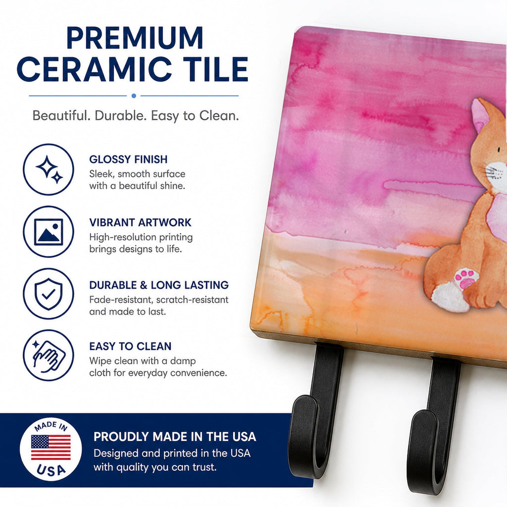 Orange Cat Watercolor Leash or Key Holder Wall Hooks, Coat Rack Wall Mount, for Hanging Keys, Towels, Aprons, Leashes