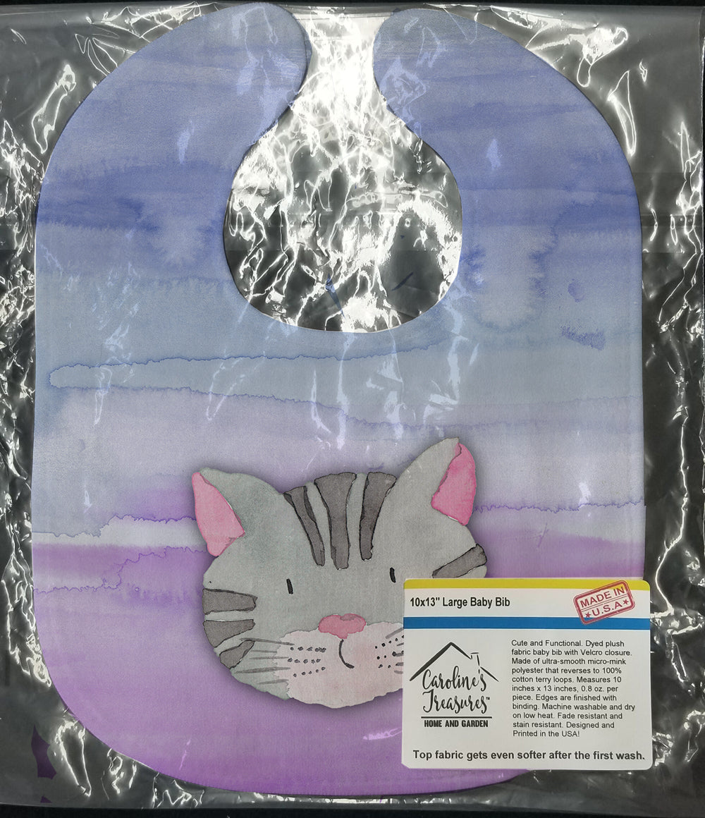 Cat Face Watercolor Baby Bib Easy-Clean Baby Bib Baby Feeding Accessory Baby Mealtime Essential, 10 x 13, Multicolor