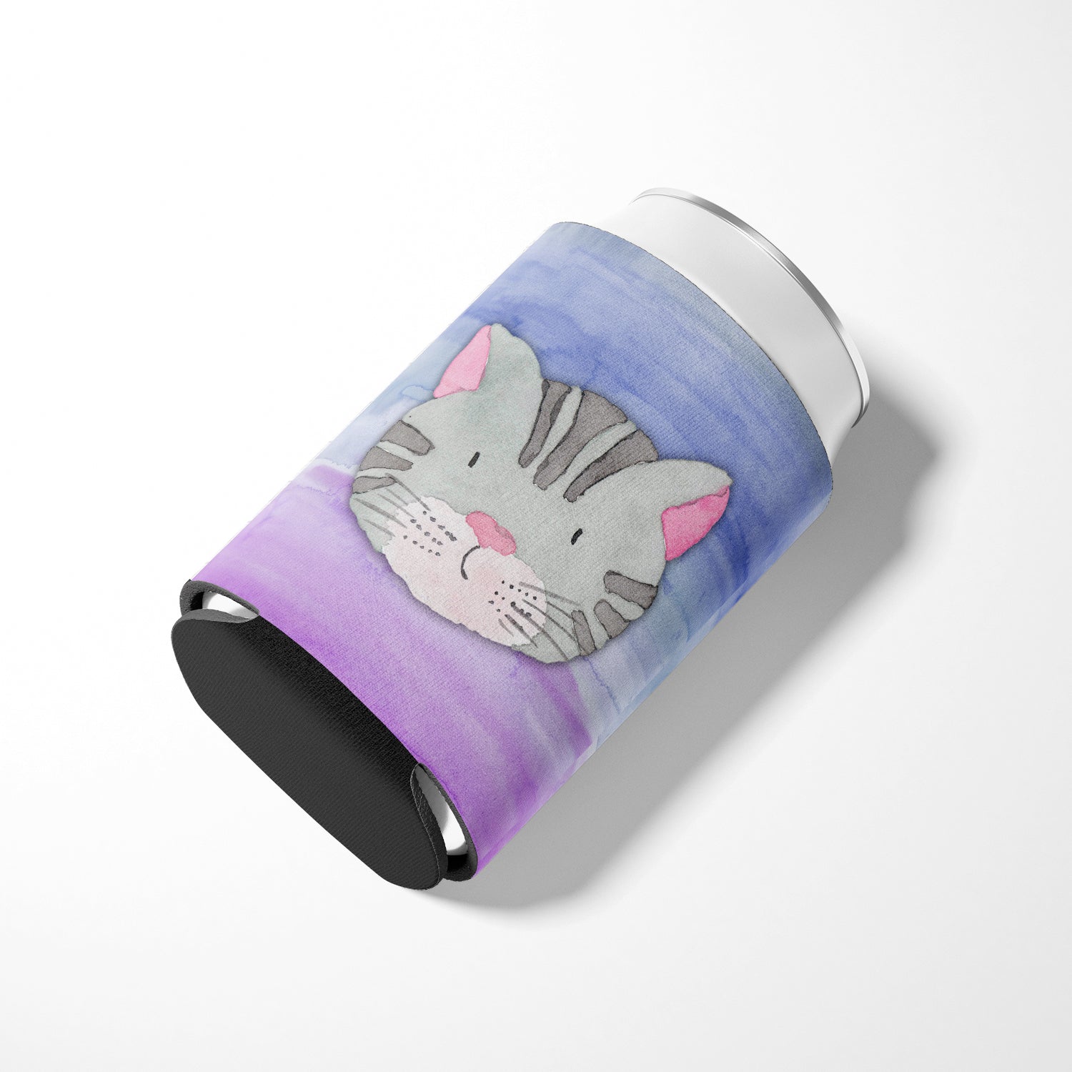 Cat Face Watercolor Can or Bottle Hugger Cooler Sleeve for Standard 12 oz Cans, Insulated Foam Beer & Soda Can Hugger Reusable