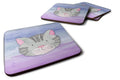 Cat Face Watercolor Foam Coasters Set of 4 Cup Coasters for Indoor Outdoor, Tabletop Protection, Anti Slip, Mouse pad Material