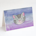 Cat Face Watercolor Greeting Cards Pack of 8 Blank Cards with Envelopes Whimsical A7 Size 5x7