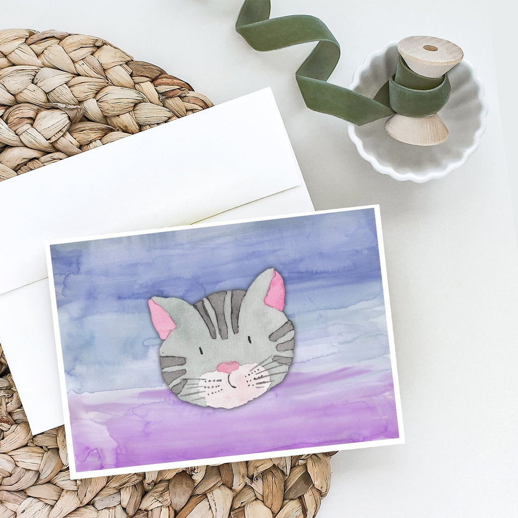 Cat Face Watercolor Greeting Cards Pack of 8 Blank Cards with Envelopes Whimsical A7 Size 5x7