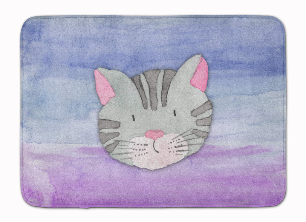 Cat Face Watercolor Memory Foam Kitchen Mat Machine Washable Anti-Fatigue Cushion Comfort Bath or Kitchen Rug