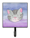 Cat Face Watercolor Leash or Key Holder Wall Hooks, Key Hooks Holder, Coat Rack Wall Mount, Coat Hooks, Hooks for Hanging Keys, Towels, Aprons, Leashes
