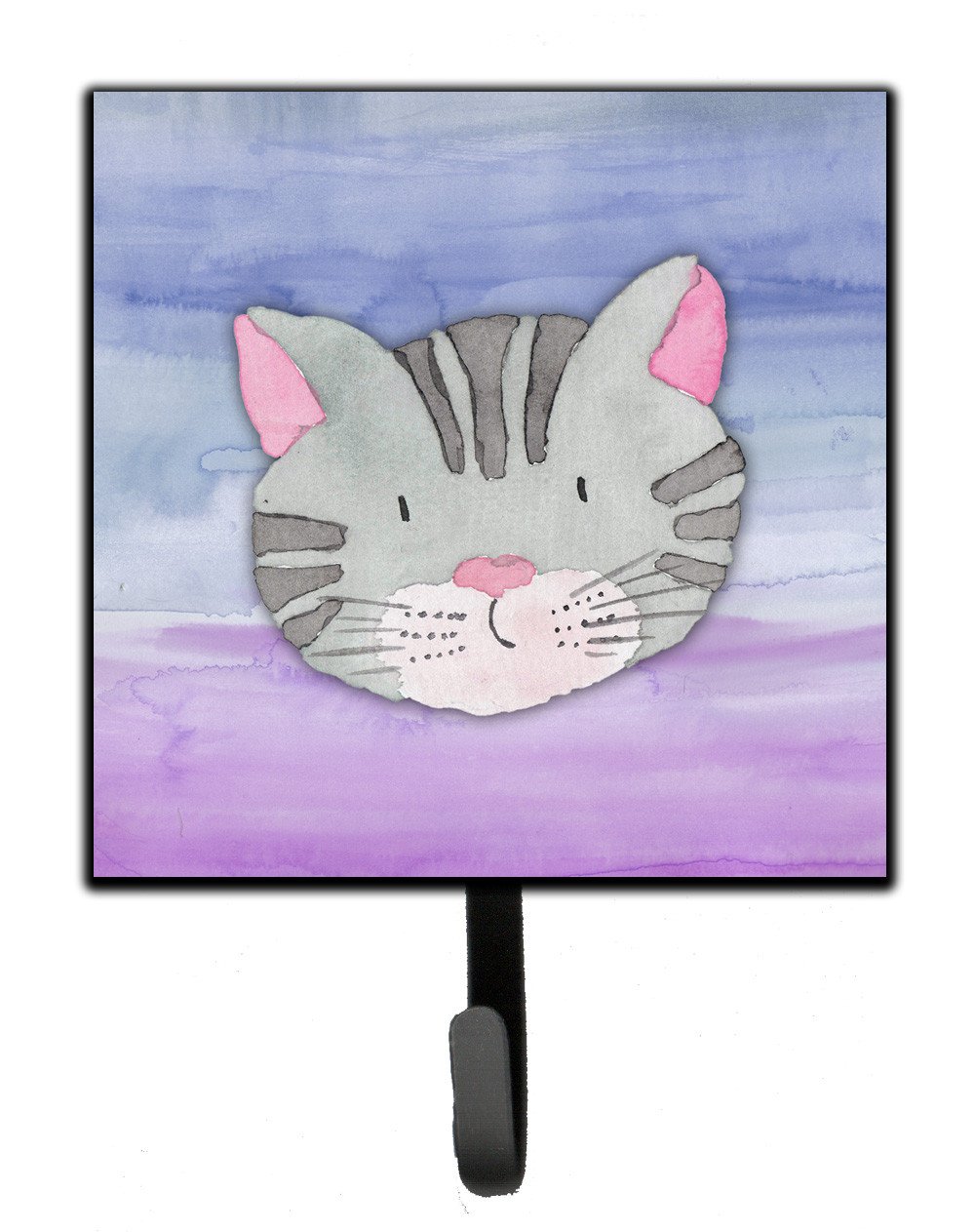 Cat Face Watercolor Leash or Key Holder Wall Hooks, Key Hooks Holder, Coat Rack Wall Mount, Coat Hooks, Hooks for Hanging Keys, Towels, Aprons, Leashes