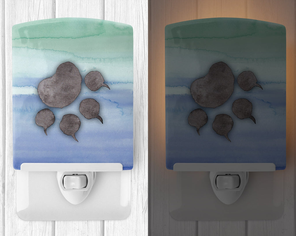 Cat Paw Watercolor Ceramic Night Light Compact, UL-Certified, Ideal for Bedroom, Bathroom, Nursery, Hallway, Kitchen, 6x4x3, Multicolor