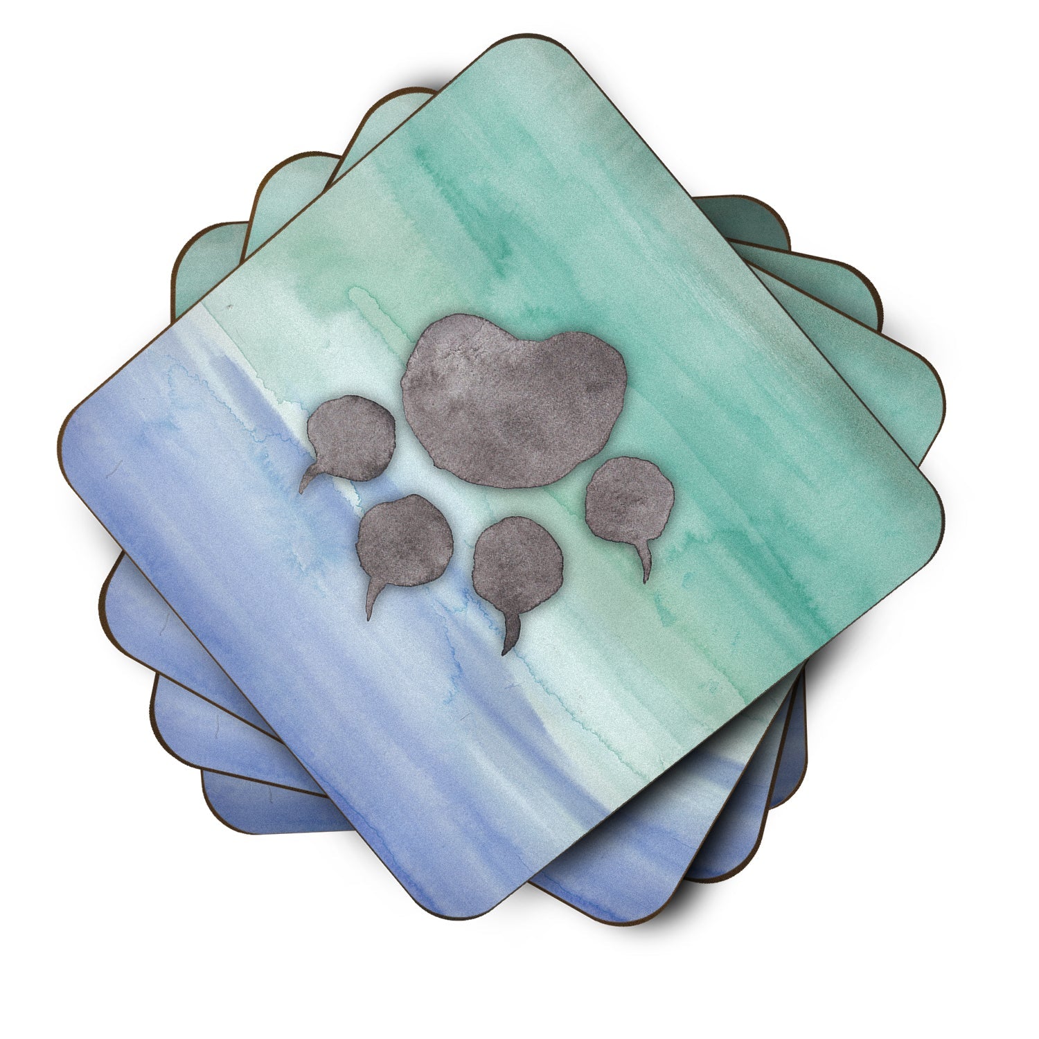 Cat Paw Watercolor Foam Coasters Set of 4 Cup Coasters for Indoor Outdoor, Tabletop Protection, Anti Slip, Mouse pad Material