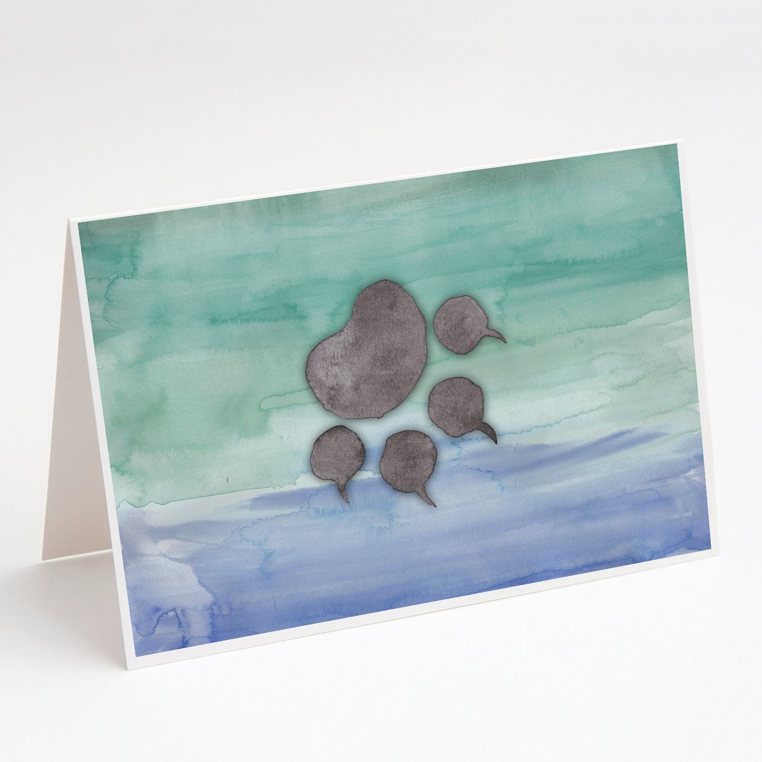 Cat Paw Watercolor Greeting Cards Pack of 8 Blank Cards with Envelopes Whimsical A7 Size 5x7