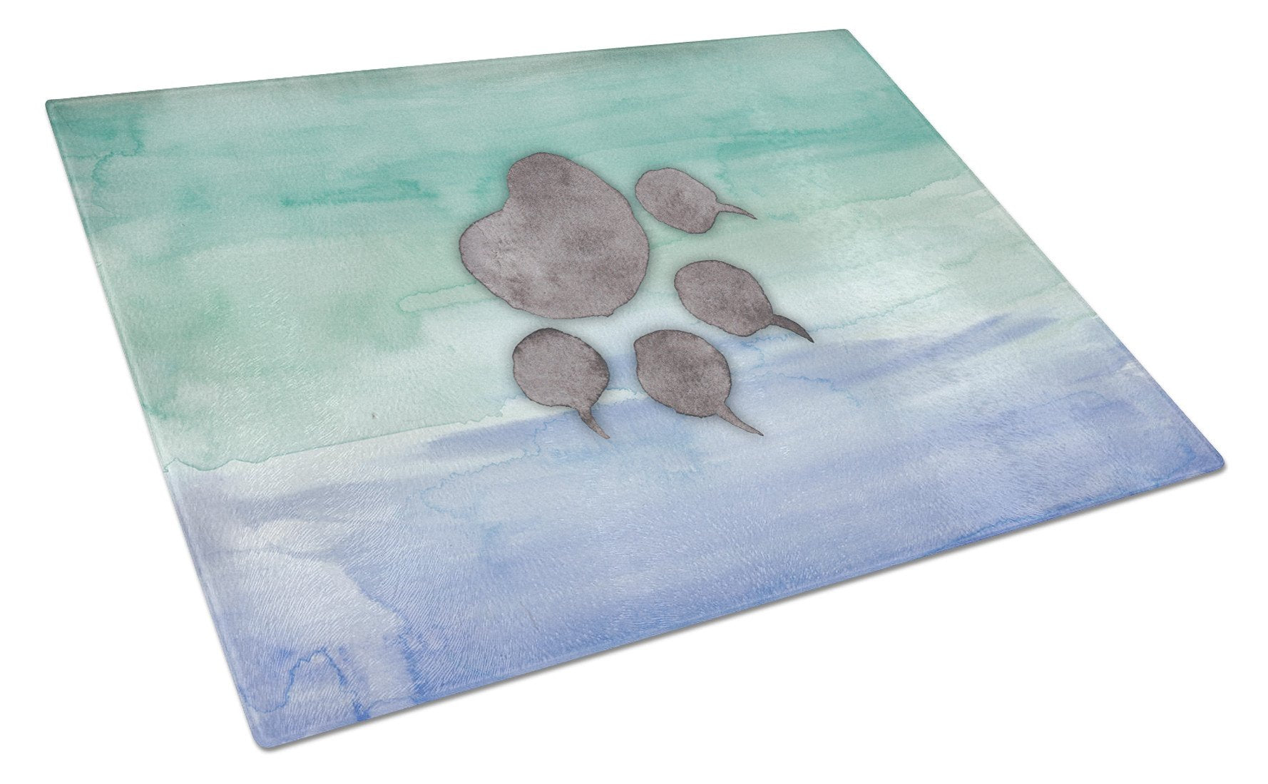 Cat Paw Watercolor Cutting Board Tempered Glass Kitchen Cutting Surface, Heat Resistant Chopping, Non-Slip Feet, Food Prep & Serving