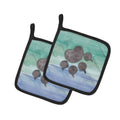 Cat Paw Watercolor Pot Holder Set of 2 Heat Resistant Quilted Hot Pads 7.5 x 7.5 Inch, Insulated Kitchen Trivets for Cooking & Baking