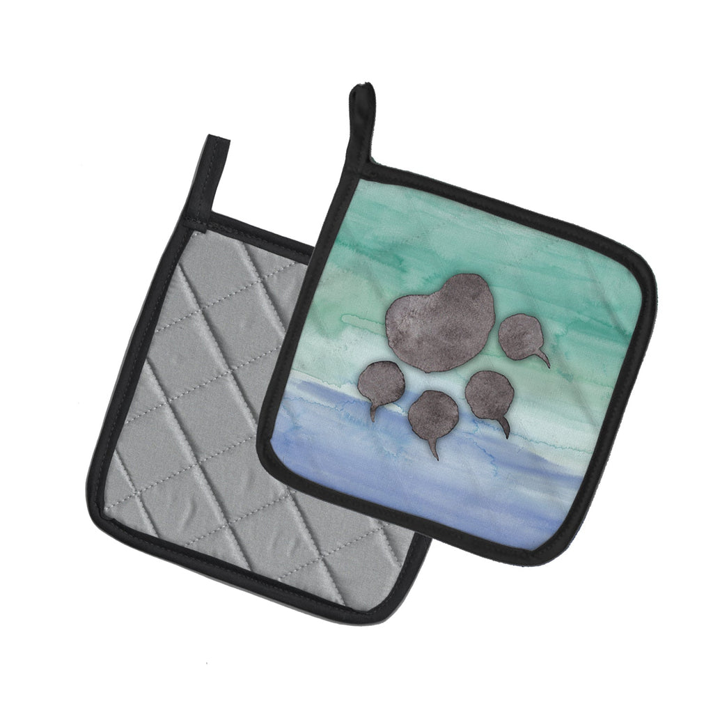 Cat Paw Watercolor Pot Holder Set of 2 Heat Resistant Quilted Hot Pads 7.5 x 7.5 Inch, Insulated Kitchen Trivets for Cooking & Baking