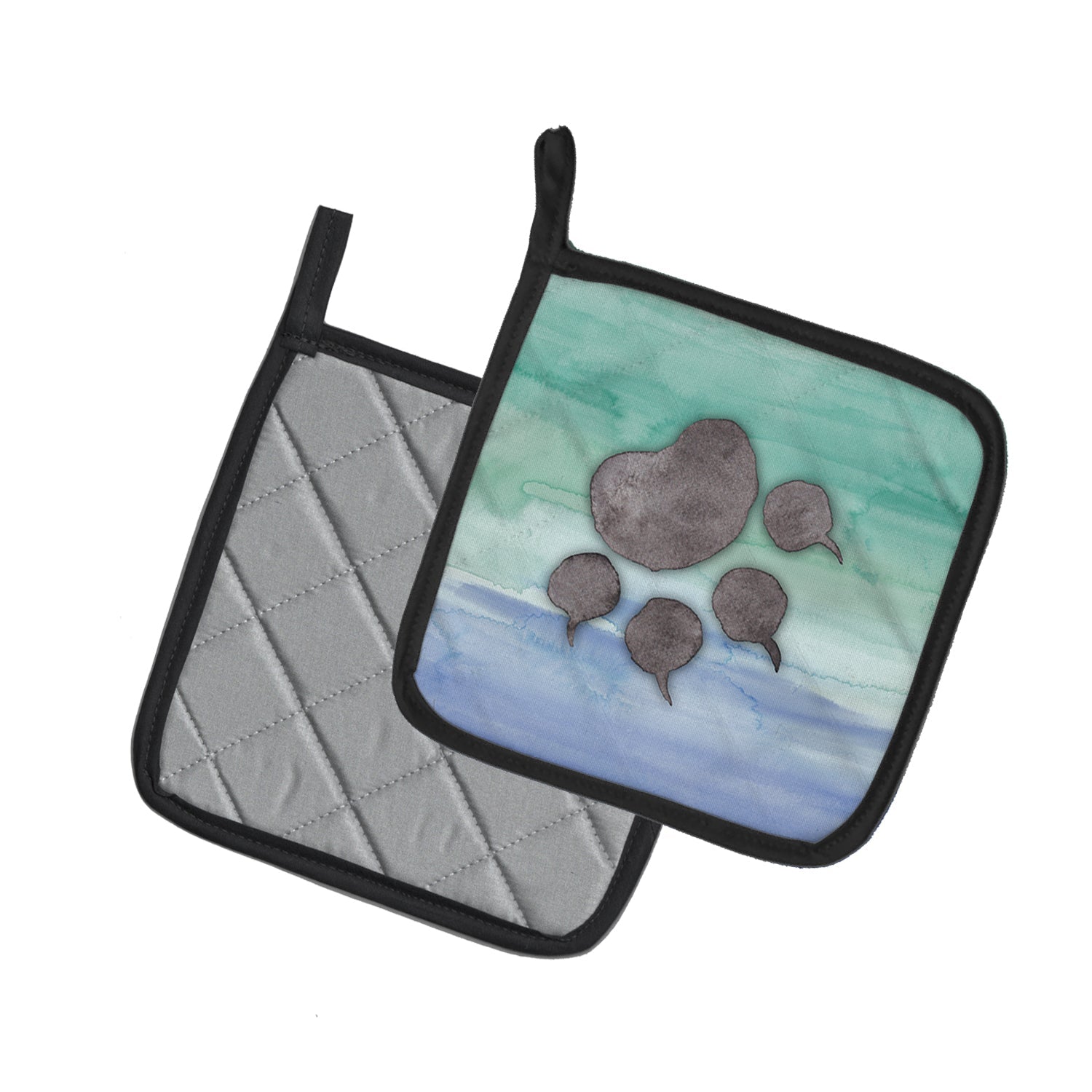 Cat Paw Watercolor Pot Holder Set of 2 Heat Resistant Quilted Hot Pads 7.5 x 7.5 Inch, Insulated Kitchen Trivets for Cooking & Baking