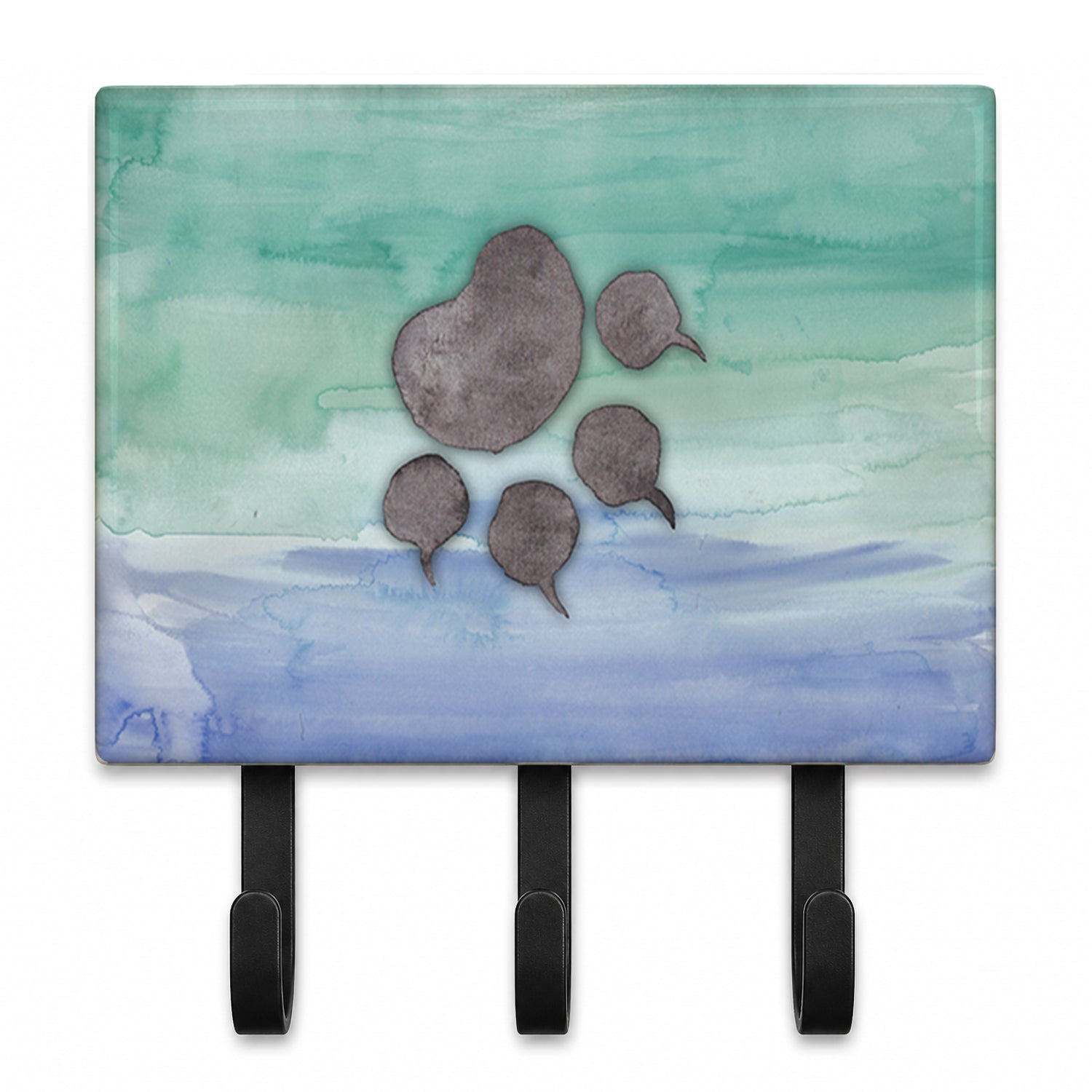Cat Paw Watercolor Leash or Key Holder Wall Hooks, Coat Rack Wall Mount, for Hanging Keys, Towels, Aprons, Leashes