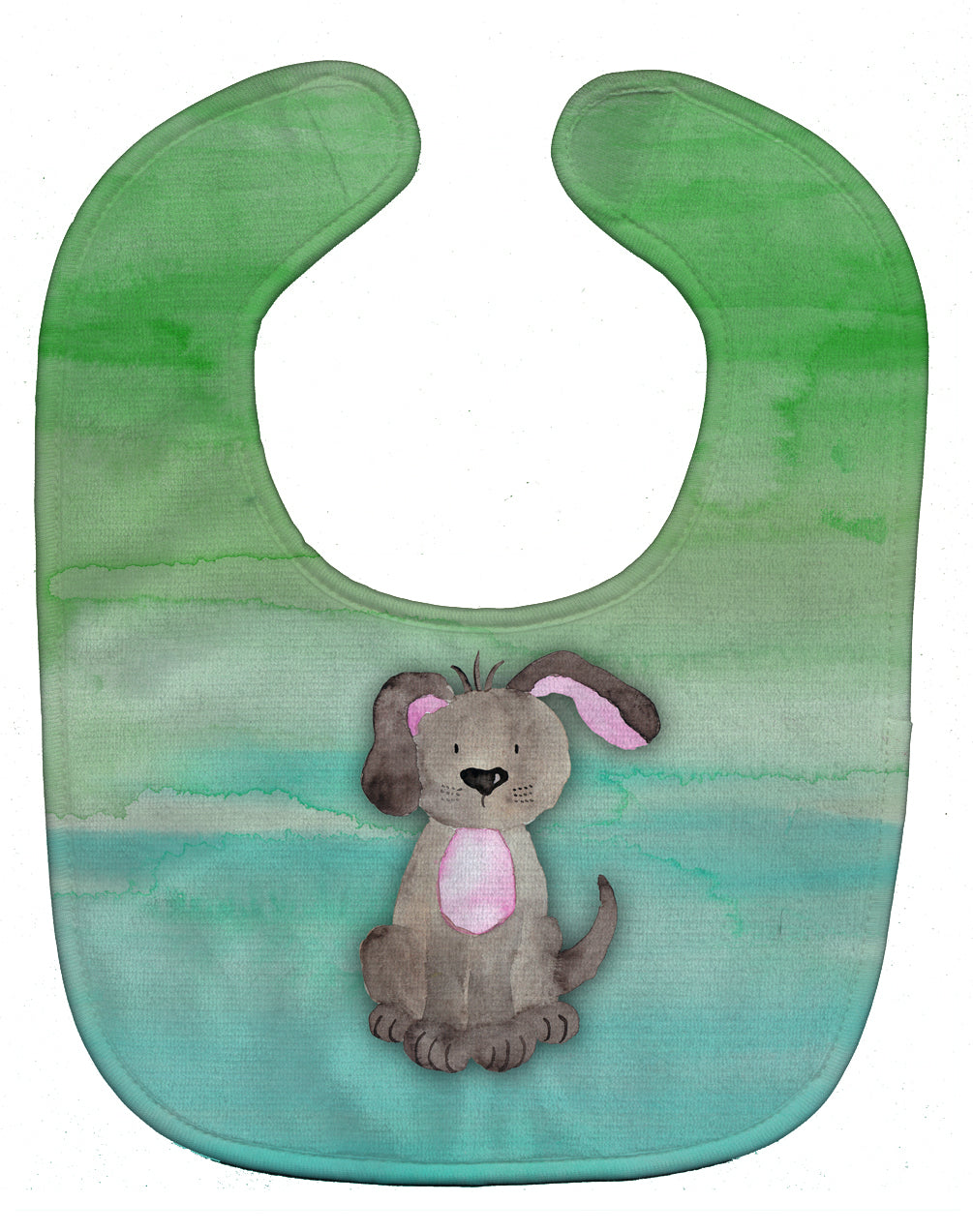 Dog Teal and Green Watercolor Baby Bib Easy-Clean Baby Bib Baby Feeding Accessory Baby Mealtime Essential, 10 x 13, Multicolor