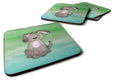 Dog Teal and Green Watercolor Foam Coasters Set of 4 Cup Coasters for Indoor Outdoor, Tabletop Protection, Anti Slip, Mouse pad Material