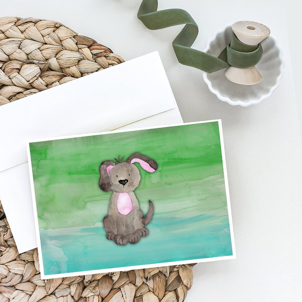 Dog Teal and Green Watercolor Greeting Cards Pack of 8 Blank Cards with Envelopes Whimsical A7 Size 5x7