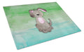 Dog Teal and Green Watercolor Cutting Board Tempered Glass Kitchen Cutting Surface, Heat Resistant Chopping, Non-Slip Feet, Food Prep & Serving