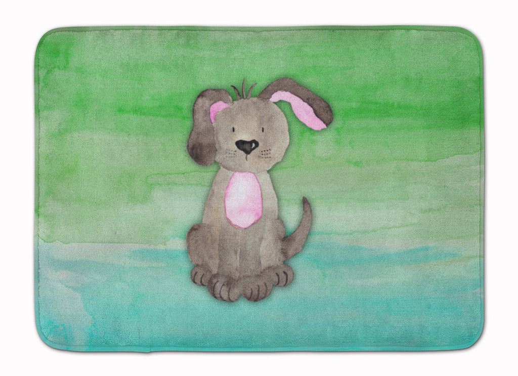 Dog Teal and Green Watercolor Memory Foam Kitchen Mat Machine Washable Anti-Fatigue Cushion Comfort Bath or Kitchen Rug