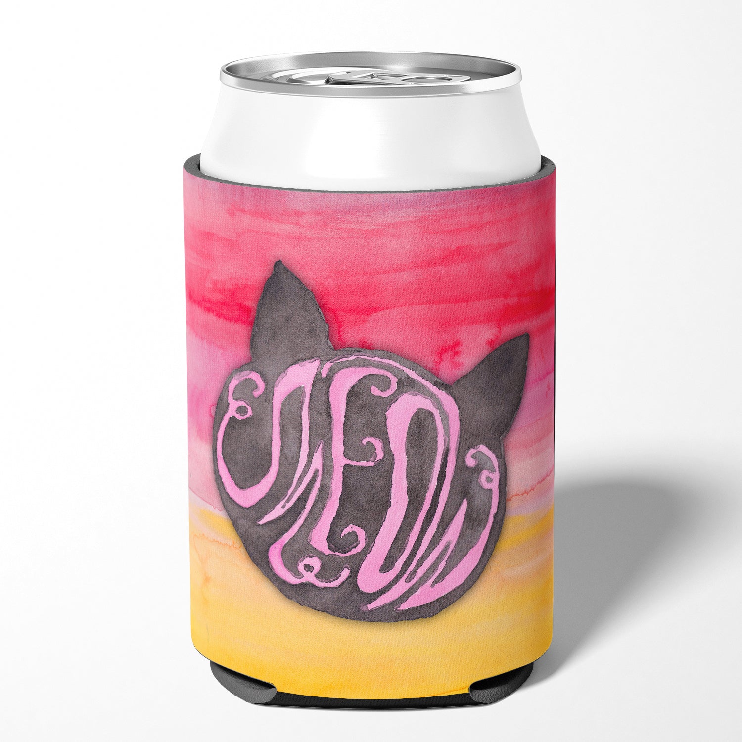 Cat Face Meow Watercolor Can or Bottle Hugger Cooler Sleeve for Standard 12 oz Cans, Insulated Foam Beer & Soda Can Hugger Reusable