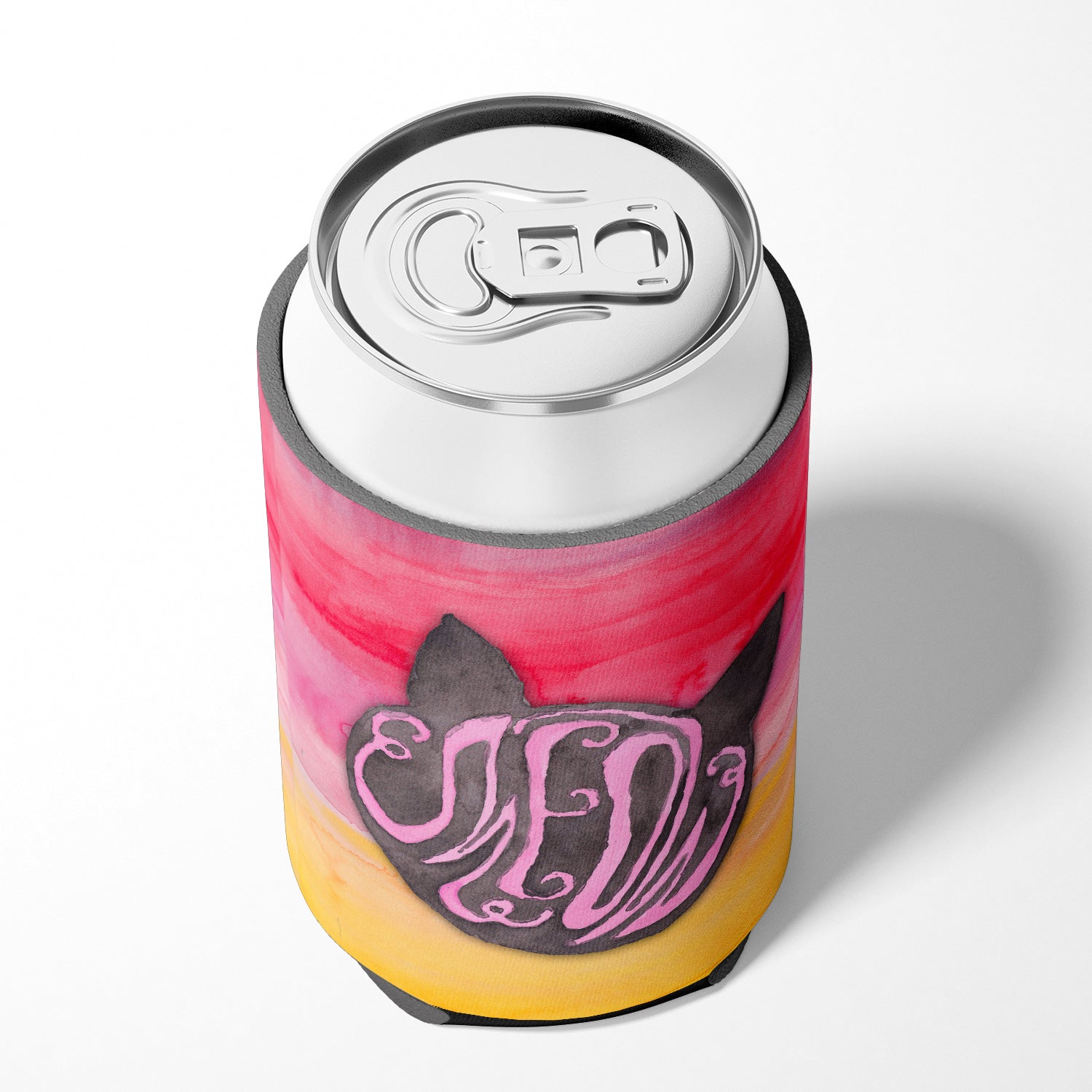 Cat Face Meow Watercolor Can or Bottle Hugger Cooler Sleeve for Standard 12 oz Cans, Insulated Foam Beer & Soda Can Hugger Reusable