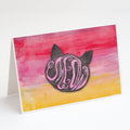 Cat Face Meow Watercolor Greeting Cards Pack of 8 Blank Cards with Envelopes Whimsical A7 Size 5x7