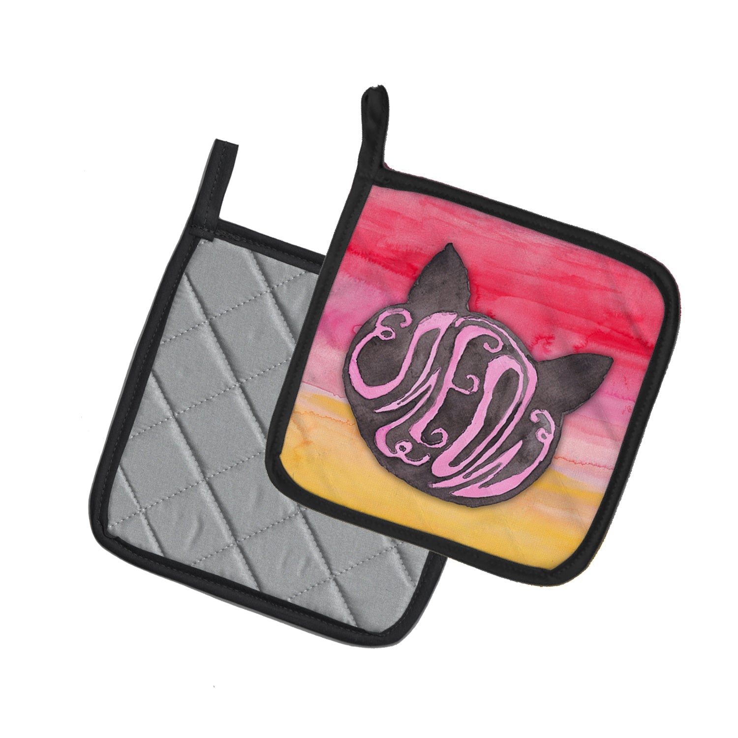 Cat Face Meow Watercolor Pot Holder Set of 2 Heat Resistant Quilted Hot Pads 7.5 x 7.5 Inch, Insulated Kitchen Trivets for Cooking & Baking