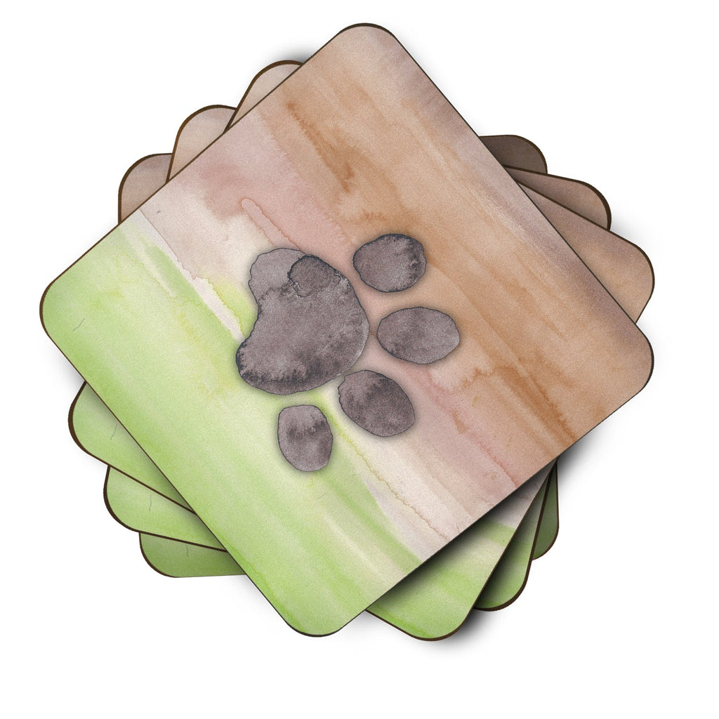 Dog Paw Watercolor Foam Coasters Set of 4 Cup Coasters for Indoor Outdoor, Tabletop Protection, Anti Slip, Mouse pad Material