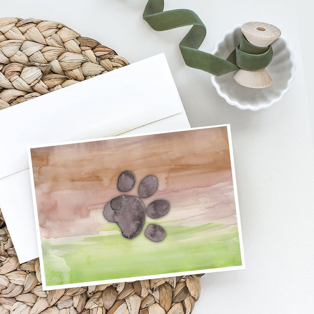 Dog Paw Watercolor Greeting Cards Pack of 8 Blank Cards with Envelopes Whimsical A7 Size 5x7