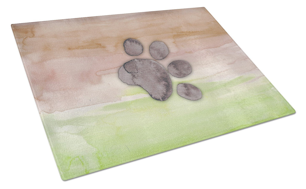 Dog Paw Watercolor Cutting Board Tempered Glass Kitchen Cutting Surface, Heat Resistant Chopping, Non-Slip Feet, Food Prep & Serving