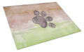 Dog Paw Watercolor Cutting Board Tempered Glass Kitchen Cutting Surface, Heat Resistant Chopping, Non-Slip Feet, Food Prep & Serving