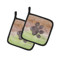 Dog Paw Watercolor Pot Holder Set of 2 Heat Resistant Quilted Hot Pads 7.5 x 7.5 Inch, Insulated Kitchen Trivets for Cooking & Baking