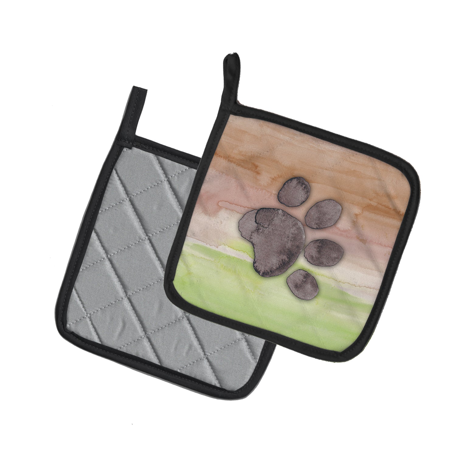 Dog Paw Watercolor Pot Holder Set of 2 Heat Resistant Quilted Hot Pads 7.5 x 7.5 Inch, Insulated Kitchen Trivets for Cooking & Baking