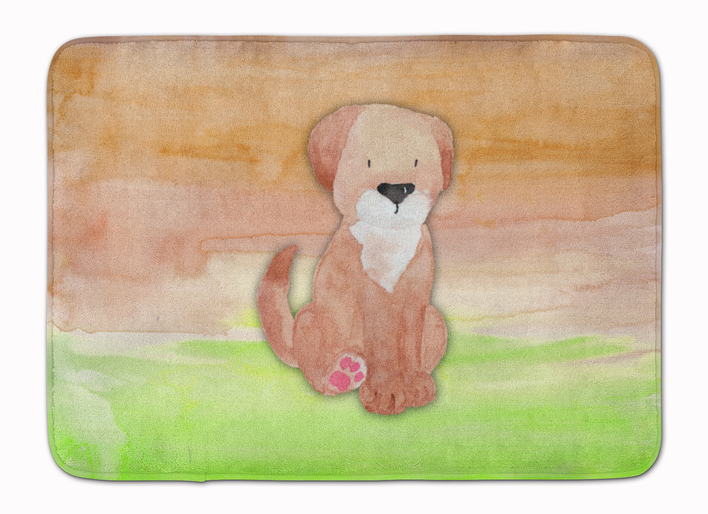 Dog Green and Brown Watercolor Memory Foam Kitchen Mat Machine Washable Anti-Fatigue Cushion Comfort Bath or Kitchen Rug