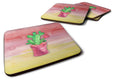 Flowering Cactus Watercolor Foam Coasters Set of 4 Cup Coasters for Indoor Outdoor, Tabletop Protection, Anti Slip, Mouse pad Material