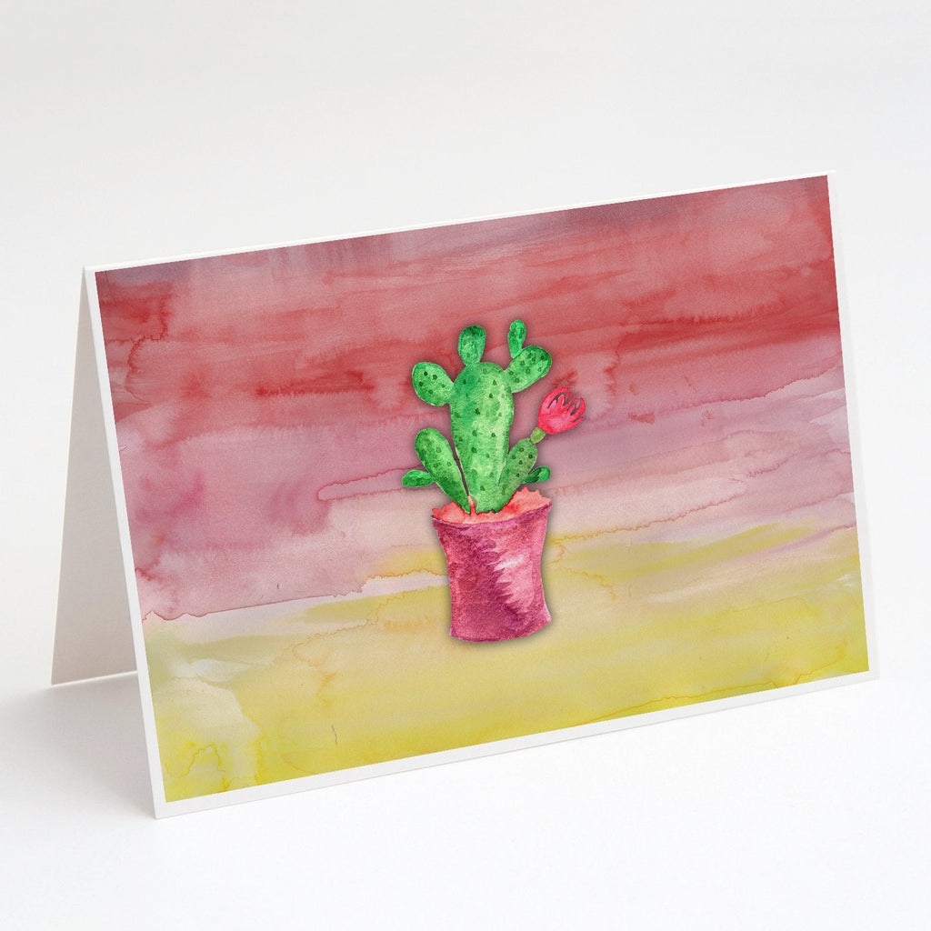 Flowering Cactus Watercolor Greeting Cards Pack of 8 Blank Cards with Envelopes Whimsical A7 Size 5x7