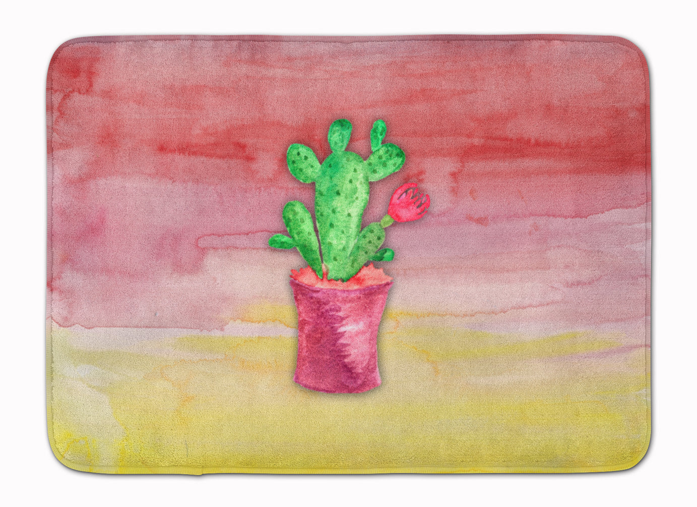 Flowering Cactus Watercolor Memory Foam Kitchen Mat Machine Washable Anti-Fatigue Cushion Comfort Bath or Kitchen Rug