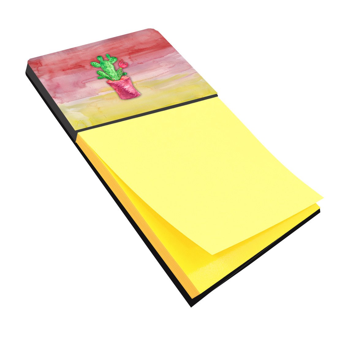 Flowering Cactus Watercolor Watercolor Sticky Note Holder Refillable Dispenser Desk Accessory 3x3 Pad Gift