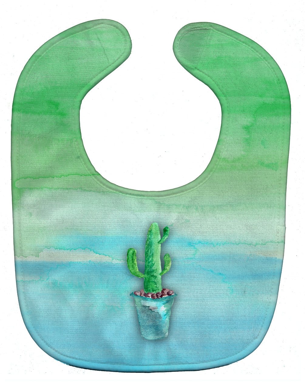 Cactus Teal and Green Watercolor Baby Bib Easy-Clean Baby Bib Baby Feeding Accessory Baby Mealtime Essential, 10 x 13, Multicolor