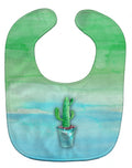 Cactus Teal and Green Watercolor Baby Bib Easy-Clean Baby Bib Baby Feeding Accessory Baby Mealtime Essential, 10 x 13, Multicolor