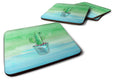 Cactus Teal and Green Watercolor Foam Coasters Set of 4 Cup Coasters for Indoor Outdoor, Tabletop Protection, Anti Slip, Mouse pad Material