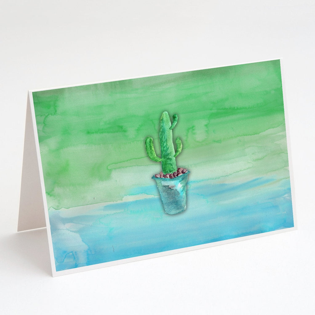 Cactus Teal and Green Watercolor Greeting Cards Pack of 8 Blank Cards with Envelopes Whimsical A7 Size 5x7
