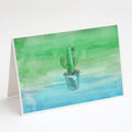 Cactus Teal and Green Watercolor Greeting Cards Pack of 8 Blank Cards with Envelopes Whimsical A7 Size 5x7