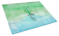 Cactus Teal and Green Watercolor Cutting Board Tempered Glass Kitchen Cutting Surface, Heat Resistant Chopping, Non-Slip Feet, Food Prep & Serving