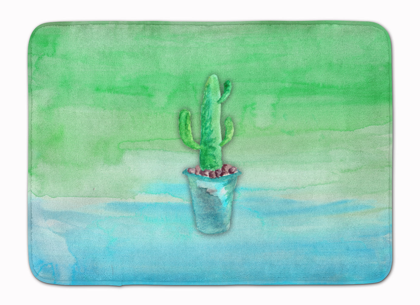 Cactus Teal and Green Watercolor Memory Foam Kitchen Mat Machine Washable Anti-Fatigue Cushion Comfort Bath or Kitchen Rug